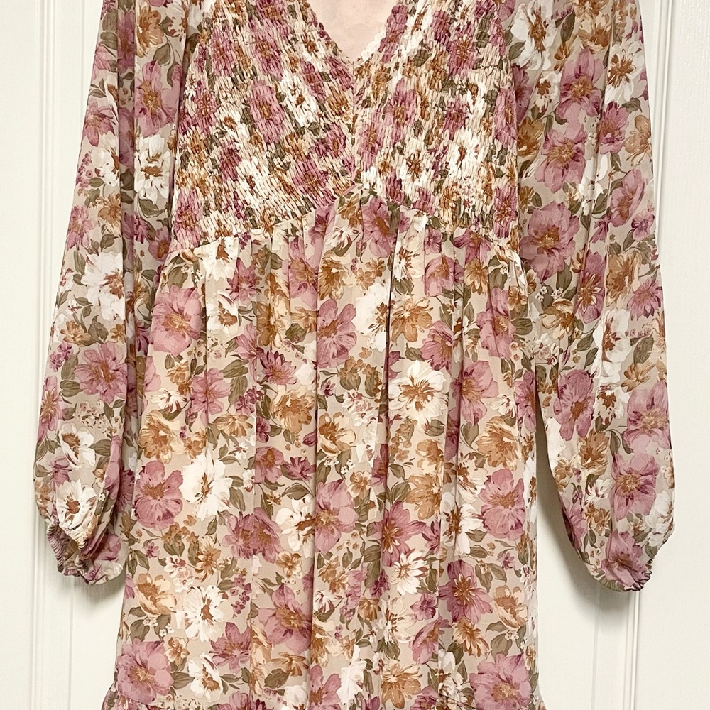 PinkBlush Maternity Floral Chiffon Long Sleeve Dress